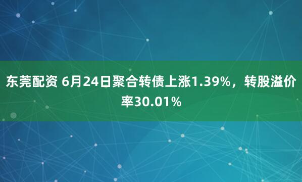 东莞配资 6月24日聚合转债上涨1.39%，转股溢价率30.01%